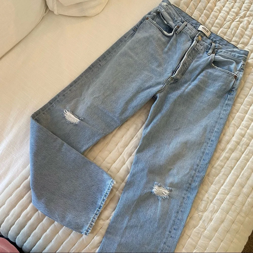 AGOLDE Light Wash High Rise Straight Jeans